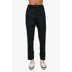 Thom Browne Black Wool Blend Dress Pants, Adjustable Waist 4 Mens